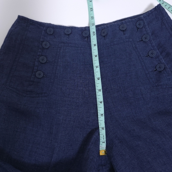 Willi Smith 100% Linen Sailor Button Front Nautical Pants Size 4 - Picture 4 of 7